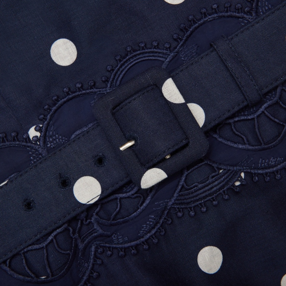Self-Portrait Navy and White Polka Dot Midi Dress - Picture 5 of 8